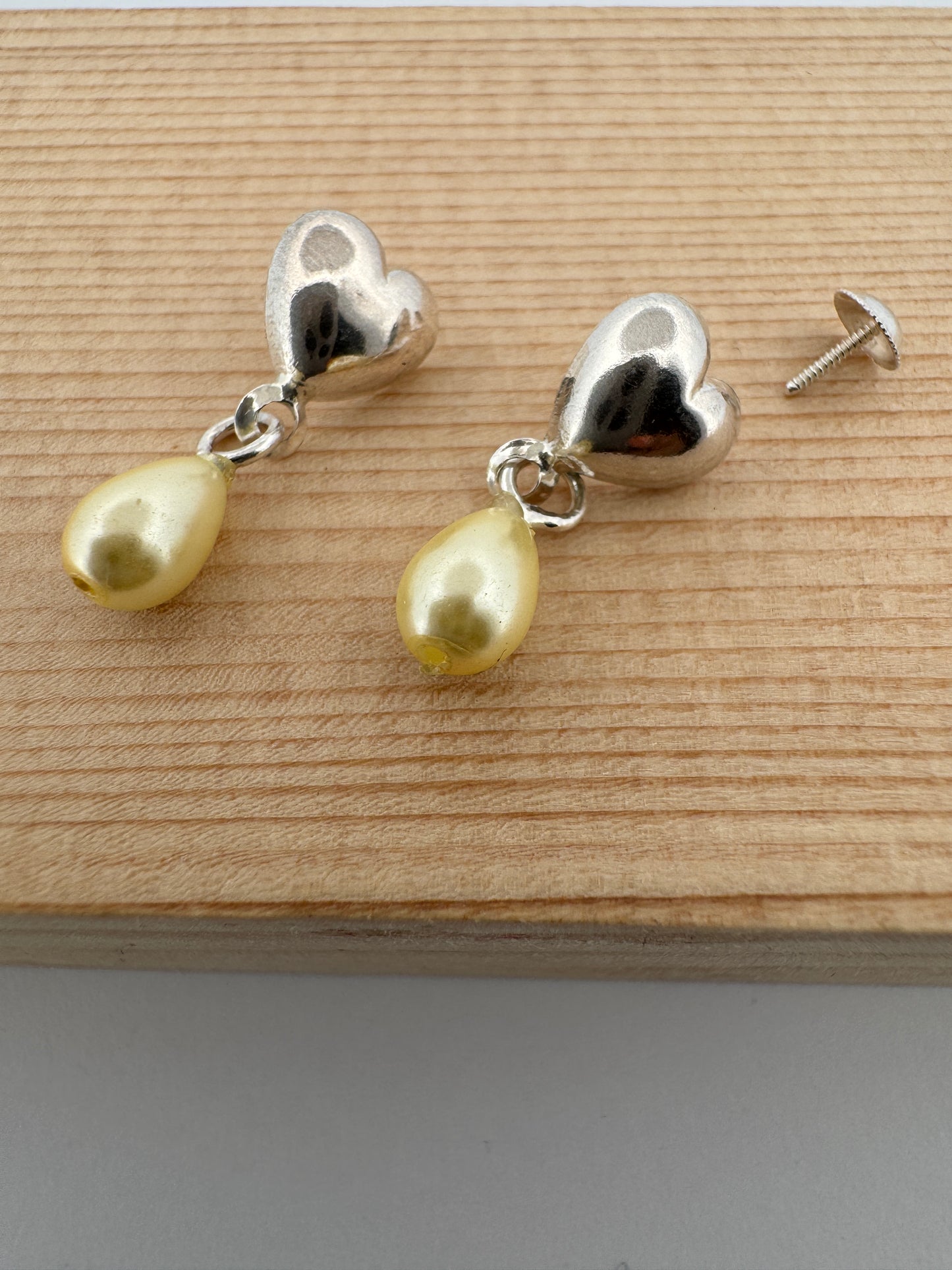 Heart Pearl Drop Earring