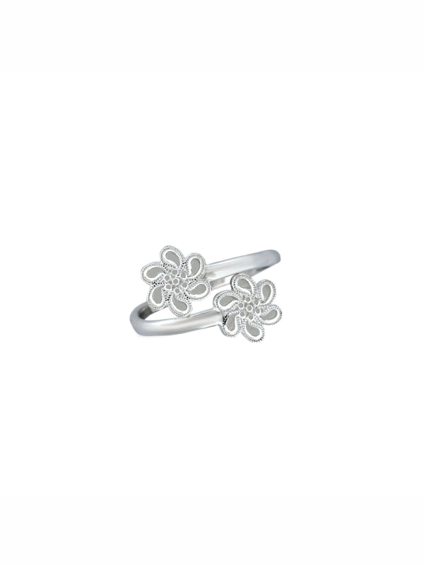 925 Sterling Silver Up-Down Flower Toe ring