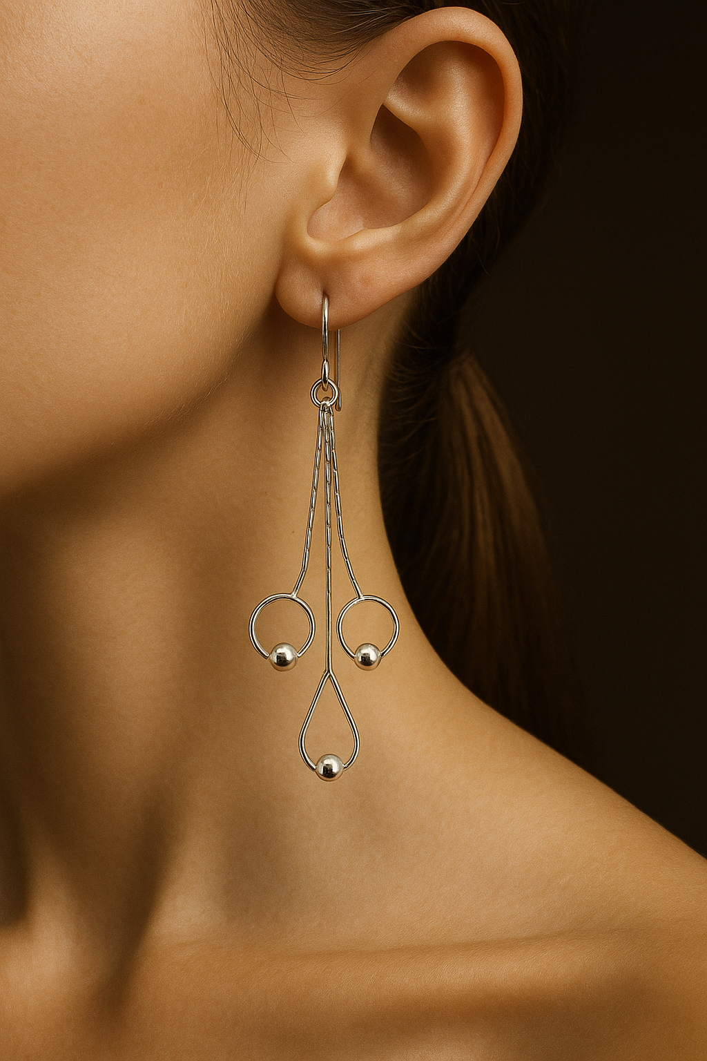 Sterling Silver Tri-drop Dangler Earrings