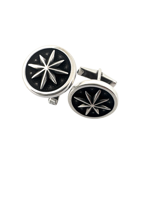 925 Sterlink Silver Round Tradtition Tux and StarTwist Cufflink for Men