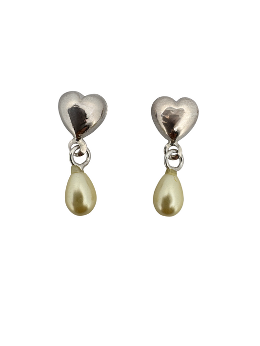 Heart Pearl Drop Earring