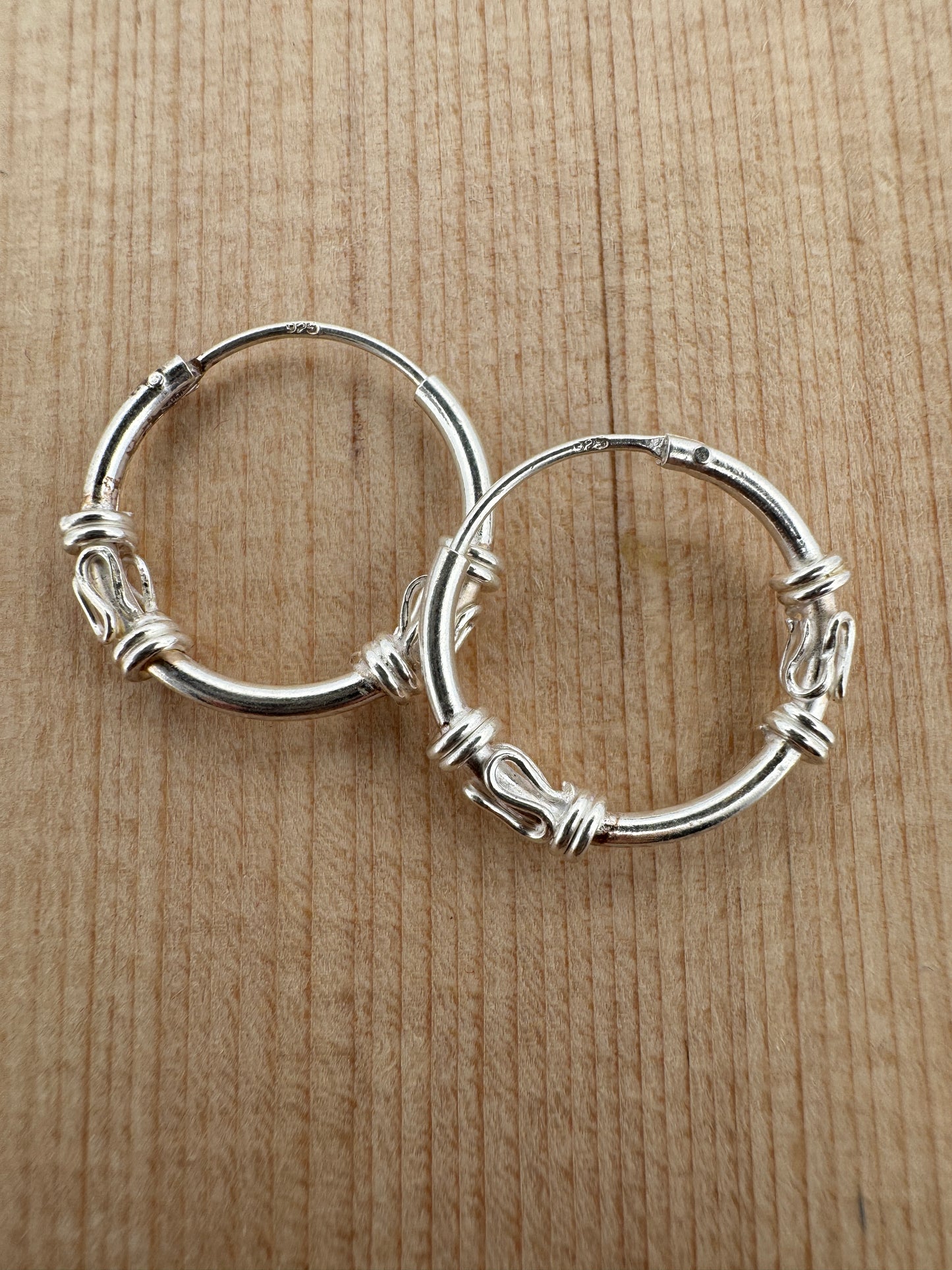 925 Sterling Silver Wide Two Side Wave Line Twisted Wire Bali