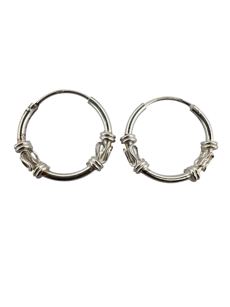 925 Sterling Silver Wide Two Side Wave Line Twisted Wire Bali