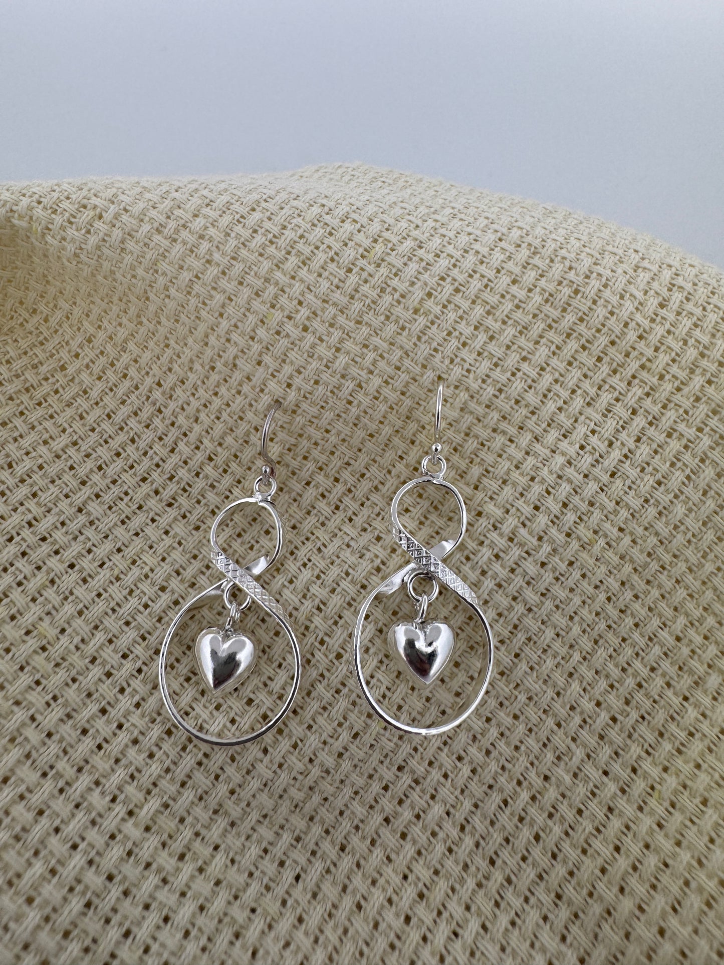 Sterling Silver Twisted Heart Dangler Earring