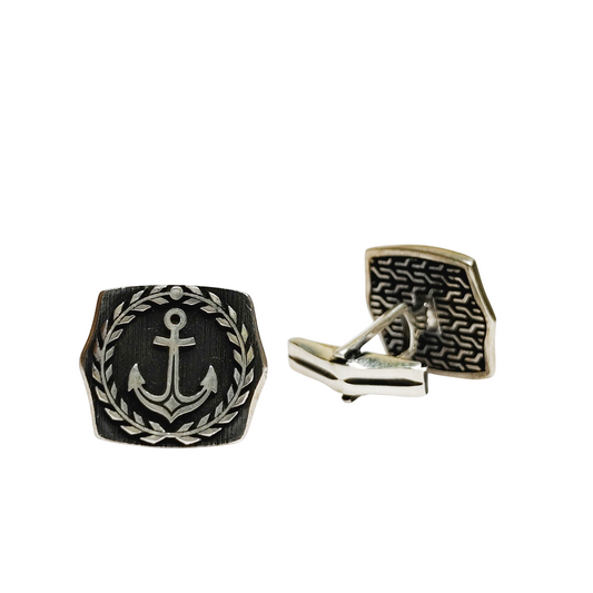 925 Sterlink Silver Anchor Designed Cufflink for Men