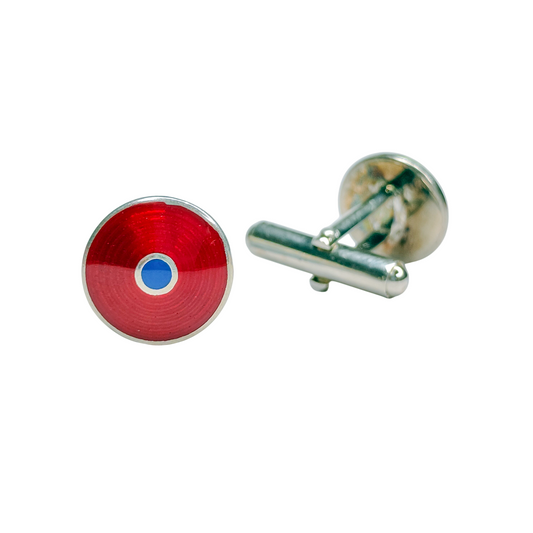 925 Sterlink Silver Round Transparent Enamelled  Cufflink for Men