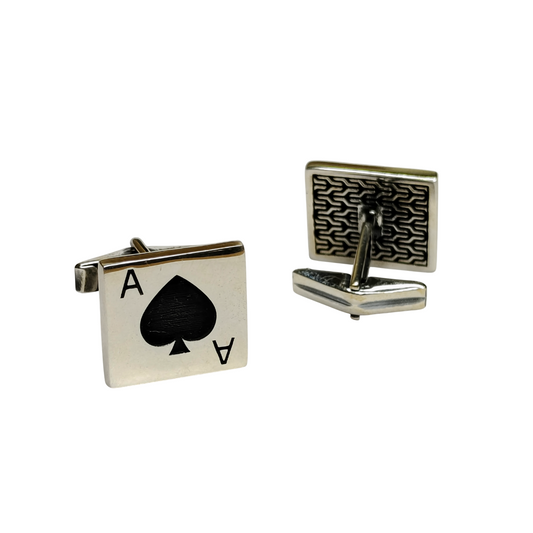 925 Sterling Silver Cuff-Daddy Ace of SpadesPlaying Card Cufflink for Men