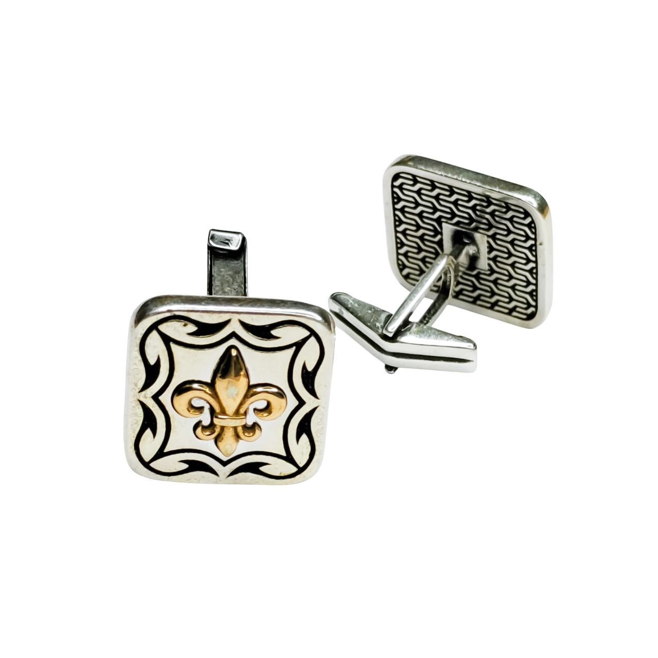 925 Sterling Silver Square Engraved Cufflinks for Men