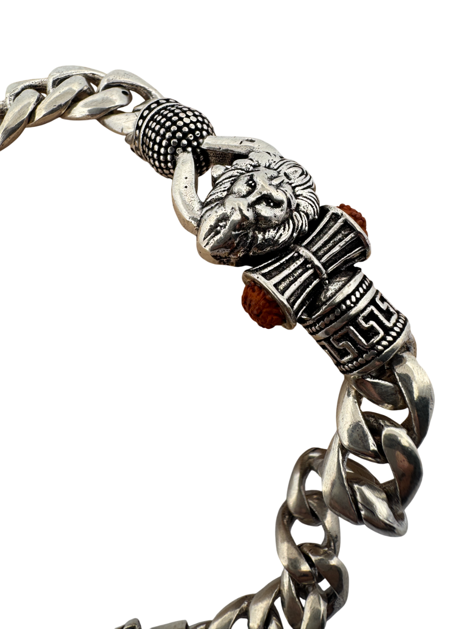 925 Sterling Silver Bracelet With Tiger & Rudraksha