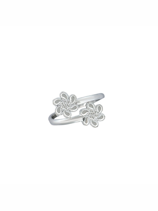 925 Sterling Silver Up-Down Flower Toe ring