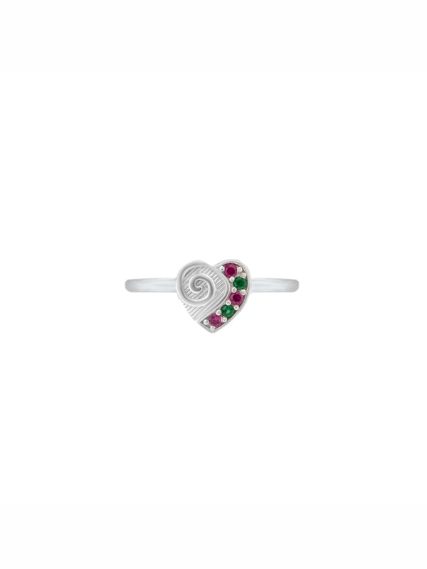 Multi Stone Heart 925 Silver Toe Ring