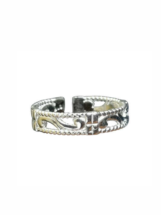 925 Sterling Silver comma twist Border 
Band Toe Cum Thumb Ring