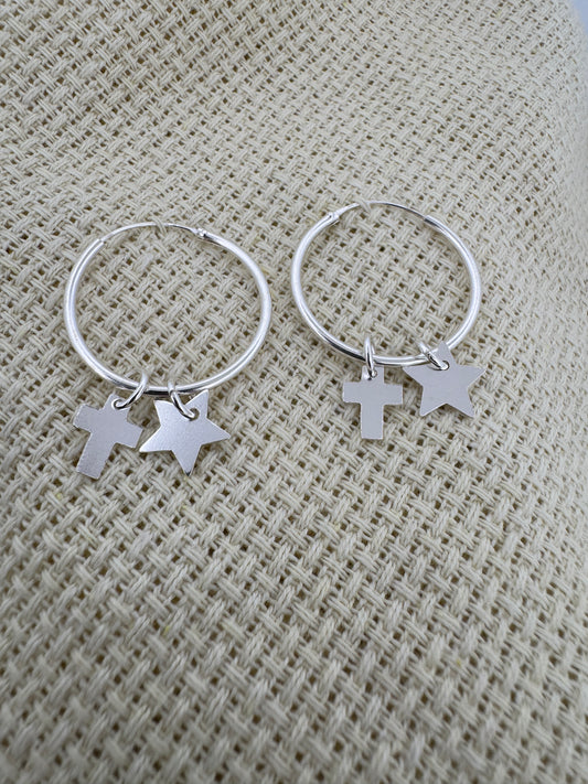 - "Handmade Sterling Silver Earrings" 
- "Sterling Silver Jewelry" 
- "Cross Earrings" 
- "Star-Shaped Earrings" 
- "Women's Sterling Silver Earrings" 
